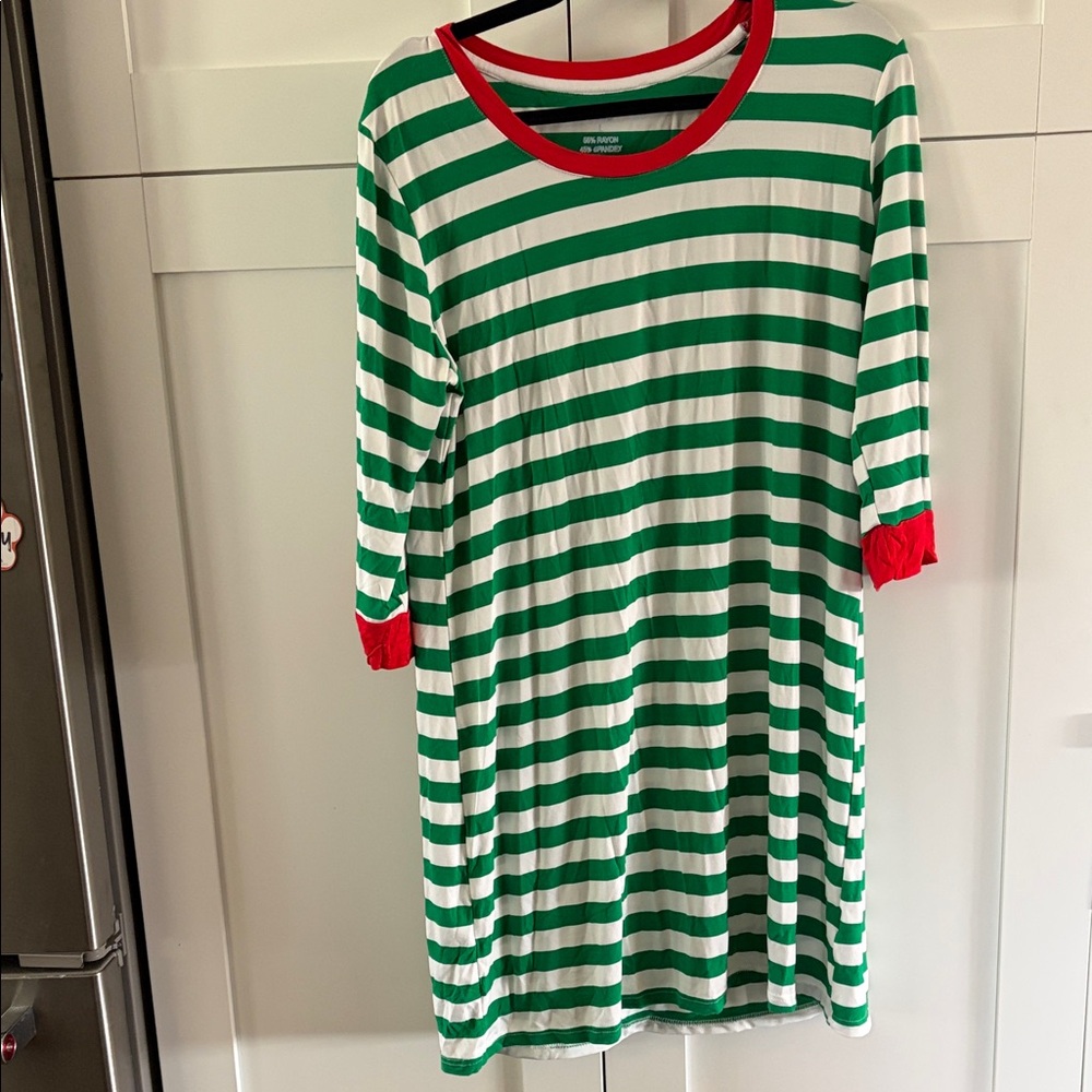 Green and White Striped women’s  Pajamas
